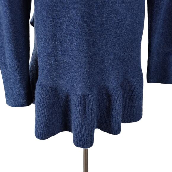 Isaac Mizrahi Live Cashmere Sweater M Blue Ruffle Hem Peplum Knit - Picture 6 of 10